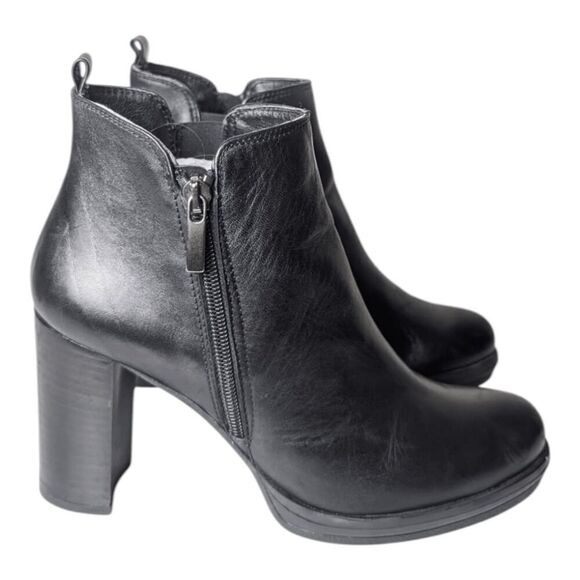 POLVERE Italian Made Black Leather Side Zip Ankle Boot Size 39 - Picture 2 of 9